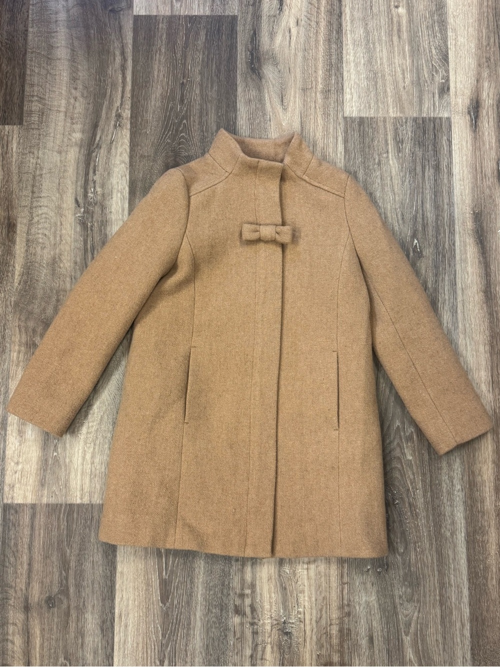 J Crew Crewcuts Wool Tan Bow Peacoat Girls 10